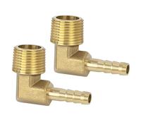 Connector de Manguera de Lengüeta, Codo de 90 Grados Acople de Latón, 2 PCS 6 mm 3/8" con Púas a Macho, Adaptador de Tubo de Manguera de Codo Accesorios para Agua, Gas, Aceite