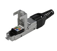 Connector for network cable, cat 8.1 bandwidth up to 2 ghz, with bend