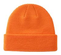 Connectyle Classic Men's Warm Winter Hats Acrylic Knit Cuff Beanie Cap Daily Beanie Hat (Orange)