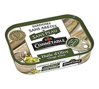 Connétable - Pinzas sin piel y sin bordes con aceite de oliva virgen extra, caja de 98 g escurrida