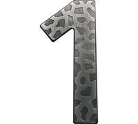 Connex - 1 pieza número de casa 1 de metal galvanizado altura plata-negro aprox 120mm con material de fijación