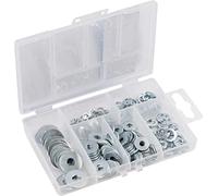 Connex DP8500113 - Arandelas y anillos de resorte (210 unidades, DIN 127B y DIN 9021, galvanizados, preclasificados, en práctica caja de plástico/arandelas y discos de resorte/caja surtida