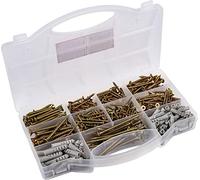 Connex DP8500133 - Surtido de tornillos y tacos universales (580 piezas, varios tamaños, cabeza avellanada, TX Torx, rosca completa, galvanizados/juego de tornillos con tacos/caja surtida