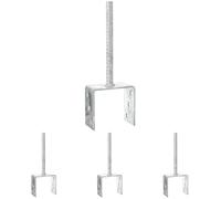 Connex Soporte para postes 101 x 60 x 100 x 200 x 4 mm/diámetro 16 mm, forma de U, material: galvanizado en caliente, 1 pieza, HV4220 (Paquete de 4)