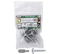Connex Tornillos de poste 8,0 x 40 mm, 8 unidades, accionamiento TX, rosca completa, para fijación de herrajes y conectores, incluye broca / tornillo de conector / juego de tornillos / juego de tornillos / B30260