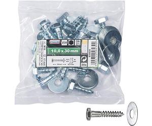 Connex Tornillos hexagonales para madera, 10 x 30 mm, 20 unidades, galvanizados, para todas las conexiones de madera, incluye arandelas, tornillos de llave, juego de tornillos, B30020