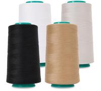 Connimonet Paquete de 4 conos de hilo de coser de poliéster multiusos de 3000 yardas para coser, acolchar, máquinas de soldadura, overlock, bordado (negro, blanco, gris claro, caqui)