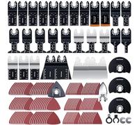 CONNOO - Juego de 96 hojas de herramientas oscilantes con papel de lija - Accesorios bimetálicos para madera, metal, plástico - Liberación rápida para herramientas oscilantes