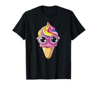 Cono de helado arcoíris con gafas de sol Camiseta