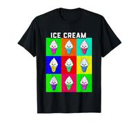 Cono de Helado Colorido Caras Kawaii Postre Rainbow Gelato Camiseta