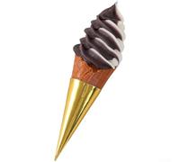 Cono de helado de imitación de grado profesional para comercialización visual y trabajos de estudio (blanco y marrón)