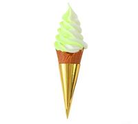 Cono de helado simulado de resina para exhibición minorista para ventanas, diseñado para mejorar la presentación de la tienda y atraer la atención del cliente de manera efectiva (blanco verde)