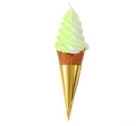 Cono de helado simulado modelo, resina falsa comida diseño tamaño 22cm para venta al por menor para la decoración de ventanas y exhibición (blanco verde)