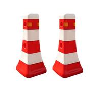 Cono de Señalización, Conos de Advertencia de PVC, con Varilla de Conexión, Llamativo Diseño de Bloques de Color, para Advertencias Viales y Estacionamientos (2 Pcs)(Red)