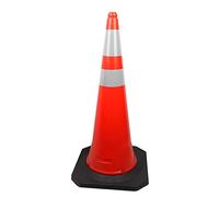 Cono de señalización y balizamiento con cinta reflectora 100cm de altura-base caucho