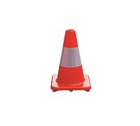 Cono de Tráfico con Banda Reflectante de Alta Seguridad - Modelo DCA01 - Ayuda a Mejorar la Señalización - Fabricado en Goma - Altura de 30 cm - Base de 21x21 cm - Bikain