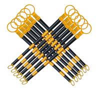 Cono de tráfico telescópico de 12 Piezas con Cinta Reflectante, Postes de Seguridad Ajustables de 1,5 a 3 m para Seguridad Vial, Control de multitudes y gestión del tráfico en Amarillo y neg