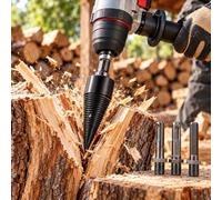 Cono Roscado Partidor 32mm para DeWalt DCH323 | Cono negro Ø32 mm, cabeza de 109 mm, rosca espiral y 3 vástagos: hexagonal, cuadrado y redondo con 2 ranuras y 2 huecos.