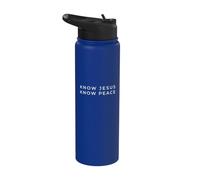 Conoce a Jesús Conoce la Paz Minimalista Cristiano Stainless Steel Insulated Water Bottle