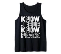Conoce a Jesús Conoce la Paz Religión Creer en Dios Iglesia Cristiano Camiseta sin Mangas