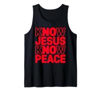Conoce a Jesús Conoce la Paz Religión Dios Iglesia Cristiano Juego de Palabras Camiseta sin Mangas