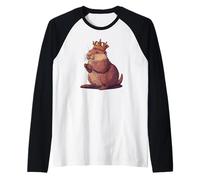 Conoce al divertido castor con disfraz de Rey Corona Camiseta Manga Raglan