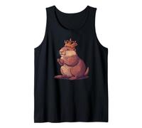 Conoce al divertido castor con disfraz de Rey Corona Camiseta sin Mangas