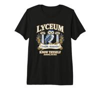 Conócete a ti Mismo Liceo Filosofía Griega Búho Camiseta Premium