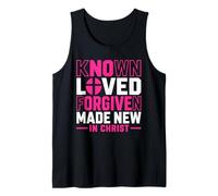 Conocido Amado perdonado Hecho Nuevo en Cristo Fe Cruz Cita Camiseta sin Mangas