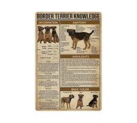 Conocimiento sobre Border Terrier, conocimiento sobre murciélagos, letreros de hojalata, infografías sobre murciélagos, carteles retro, enciclopedia de animales, guía, placas de impresión, dec