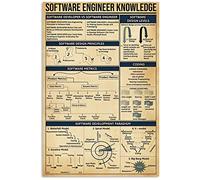 Conocimientos de ingeniería de software, carteles de metal, infografías de fitness, carteles de lectura, guía para constructores de fitness, placas retro, decoración de pared para gimnasio, hogar, dor