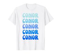 Conor Retro Name Stack Design Camiseta, Hombre, Blanco, S