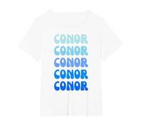 Conor Retro Name Stack Design Camiseta, Mujer Tallas Grandes, Blanco, 3XL Grande