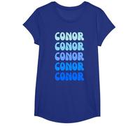Conor Retro Name Stack Design Camiseta, Niñas, Azul Real, XS