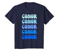 Conor Retro Name Stack Design Camiseta, Niños, Azul Marino, 4 años