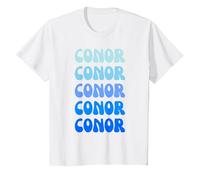 Conor Retro Name Stack Design Camiseta, Niños, Blanco, 2 años