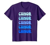 Conor Retro Name Stack Design Camiseta, Niños, Morado, 6 años