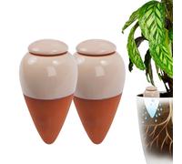 Conos de arcilla para riego Relaxdays, juego de 2, 350 ml, terracota/beige | Regador con tapa, plantas de interior y macetas de balcón