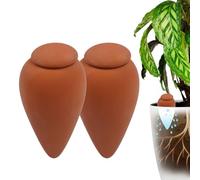 Conos de arcilla para riego Relaxdays, juego de 2, 350 ml, terracota | Ayuda para regar con tapa, para plantas de interior y jardineras de balcón