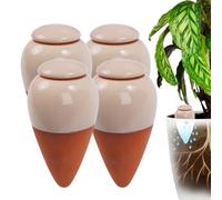 Conos de arcilla para riego Relaxdays, juego de 4, 350 ml, terracota/beige