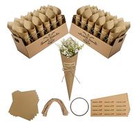 Conos de Arroz para Boda, 60 Piezas de Papel Kraft con Caja Soporte, Conos Vintage para Pétalos y Confeti, Decoración y Envases de Regalo