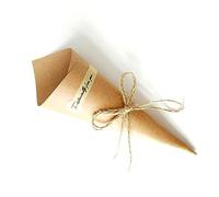 Conos de confeti de boda de 15 x 15 cm, conos de papel kraft vintage, soporte de flores con cuerdas de cáñamo, calcomanías de 50 piezas de papel de cono de bricolaje