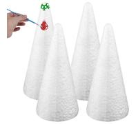 Conos de espuma de poliestireno para artesanías, 4 piezas de 7.9 pulgadas de espuma conos para manualidades, cono decorativo de espuma de poliestireno de bricolaje, cono de espuma para bricolaje de m