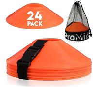 Conos de fútbol para Ejercicios con Bolsa de Malla y Correa, Flexibles, Conos Deportivos Resistentes para práctica de fútbol (Naranja, 24)