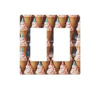 Conos de helado de los años cincuenta placas de pared decorativas para interruptor de luz, cubierta de enchufe de 2 bandas, placa de interruptor eléctrico, cubierta de placa frontal termoplástica para