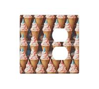 Conos de helado de los años cincuenta placas de pared decorativas para interruptor de luz, cubierta de enchufe de 2 bandas, placa de interruptor eléctrico, cubierta de placa frontal termoplástica para