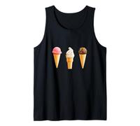 Conos de Helado: Fresa, Vainilla, Chocolate bañado Camiseta sin Mangas