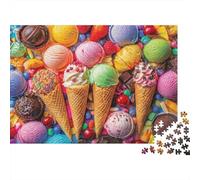 Conos de Helado Puzzle de 1000 Piezas Puzzle para Adultos Papel Caramelos Juego de Puzzle 1000 Piezas Relax Hogar Regalo 52x38cm/1000pcs