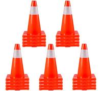 VEVOR Cono de Tráfico 20 Piezas 45,7 cm Pedestal de Obra de PVC Cono de Seguridad con Base Pesada y Collar Reflectante para Demarcación de Estacionamiento de Emergencia en Estacionamiento Carretera
