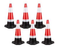 Conos de Seguridad Vial, Conos de Advertencia, Alta Visibilidad, Base Negra, Aptos para el Control del Tráfico en Lugares Públicos (6 Unidades)(60 * 32cm/24 * 13in)